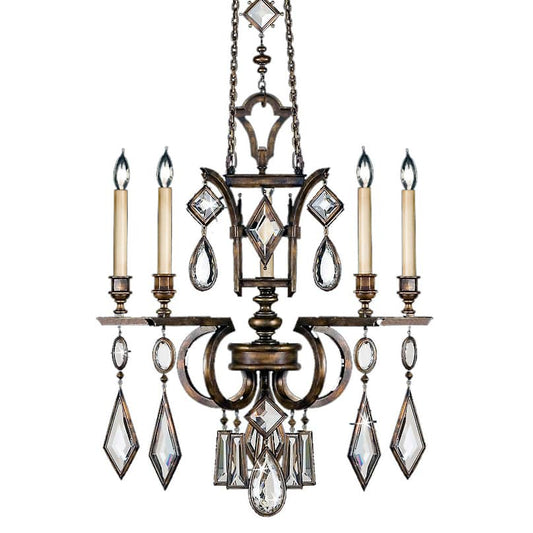 Encased Gems Five-Light Single-Tier Chandelier with Clear Crystal Accents