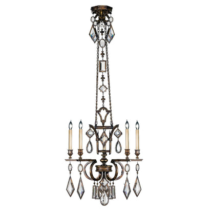 Encased Gems Five-Light Single-Tier Chandelier with Clear Crystal Accents