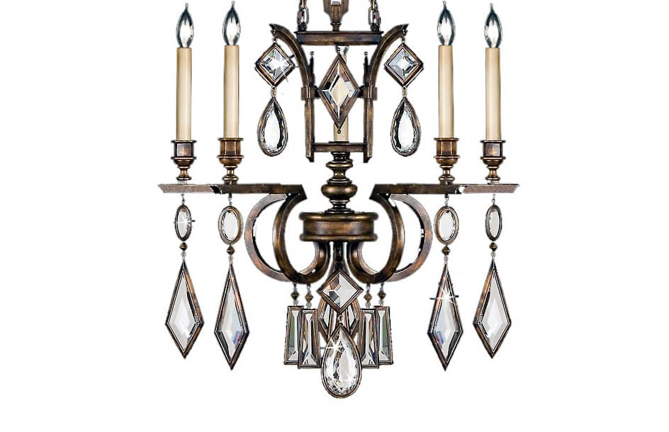 Encased Gems Five-Light Single-Tier Chandelier with Clear Crystal Accents