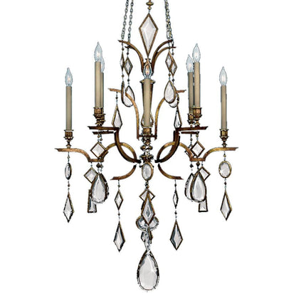 Encased Gems Eight-Light Two-Tier Chandelier with Clear Crystal Accents