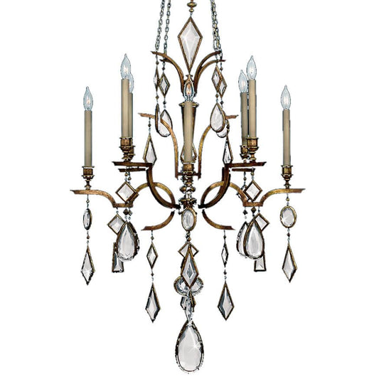 Encased Gems Eight-Light Two-Tier Chandelier with Clear Crystal Accents