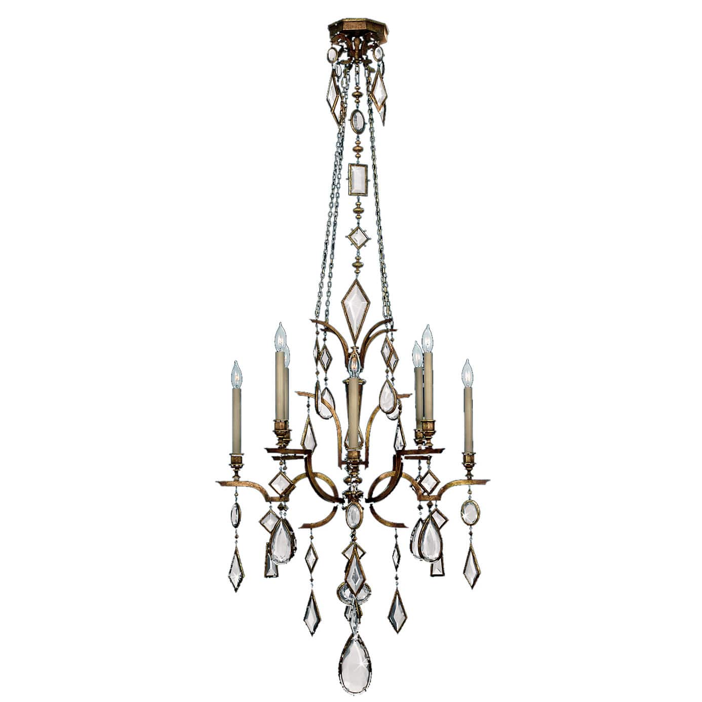 Encased Gems Eight-Light Two-Tier Chandelier with Clear Crystal Accents