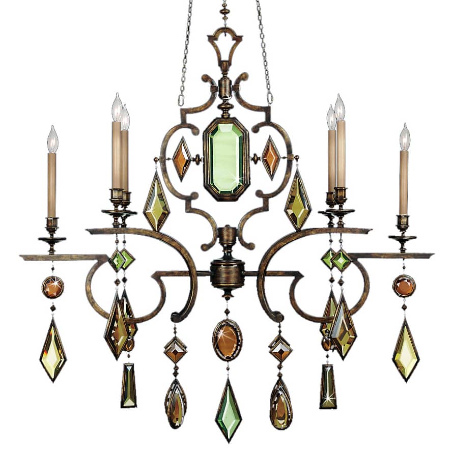 Encased Gems Six-Light 2 Tier Chandelier with Multi-Color Crystal Accents