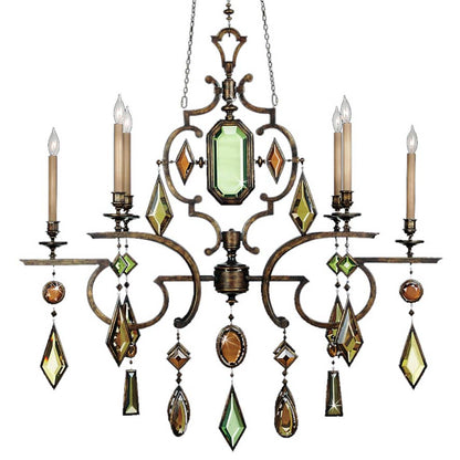 Encased Gems Six-Light 2 Tier Chandelier with Multi-Color Crystal Accents