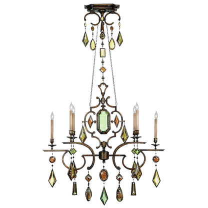 Encased Gems Six-Light 2 Tier Chandelier with Multi-Color Crystal Accents
