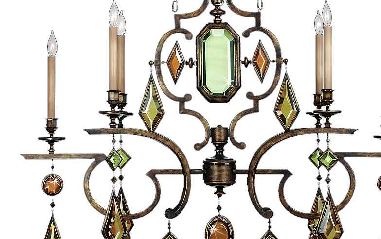 Encased Gems Six-Light 2 Tier Chandelier with Multi-Color Crystal Accents