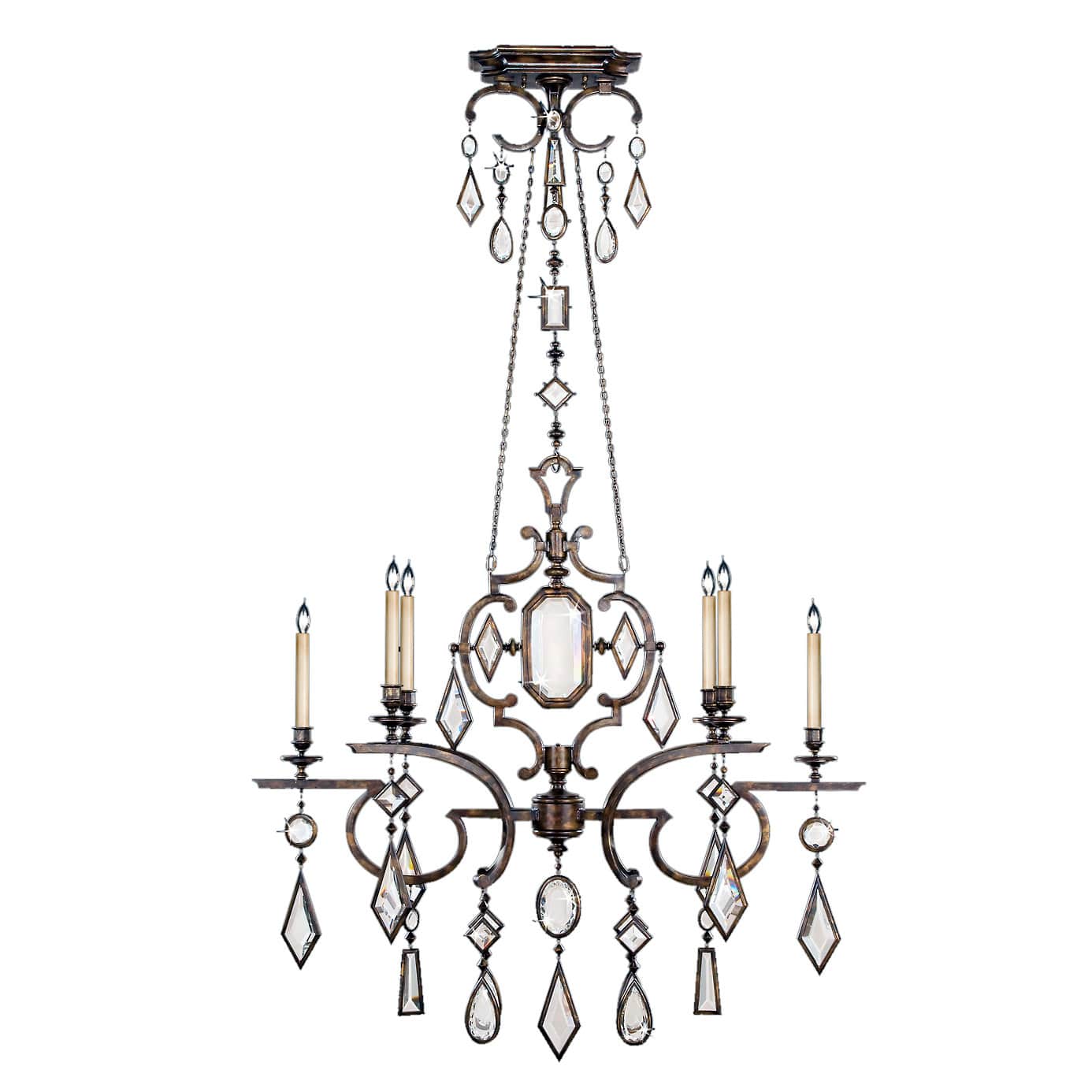 Encased Gems Six-Light 2 Tier Chandelier with Clear Crystal Accents