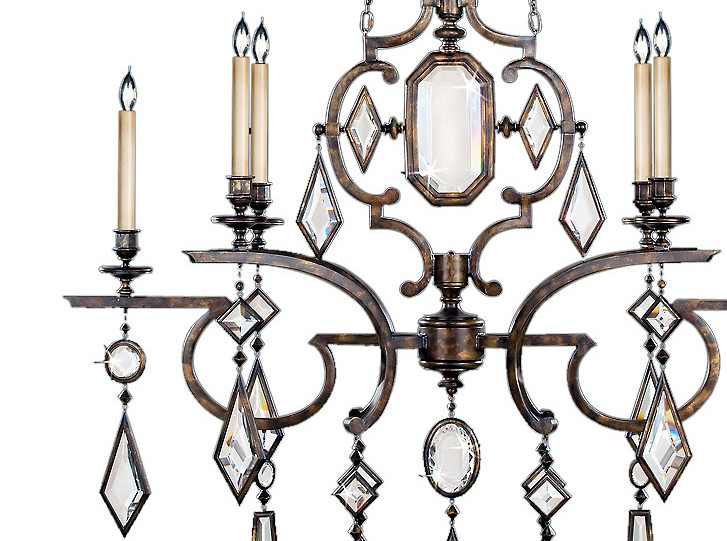 Encased Gems Six-Light 2 Tier Chandelier with Clear Crystal Accents