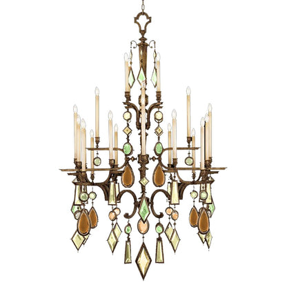 Encased Gems Twenty-Four-Light Three-Tier Chandelier with Multi-Color Crystal Accents