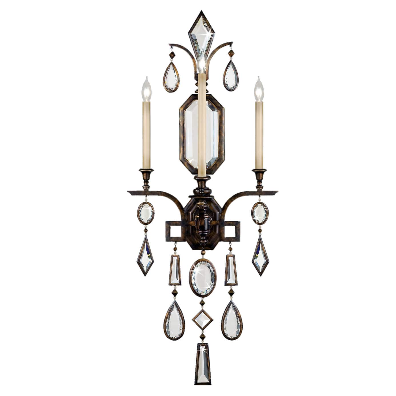 Encased Gems Three-Light Wall Sconce with Clear Crystal Accents
