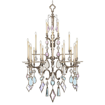 Encased Gems Twenty-Four-Light Three-Tier Chandelier with Multi-Color Crystal Accents