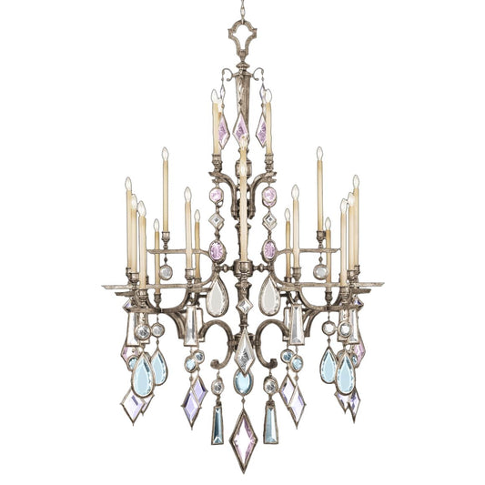 Encased Gems Twenty-Four-Light Three-Tier Chandelier with Multi-Color Crystal Accents