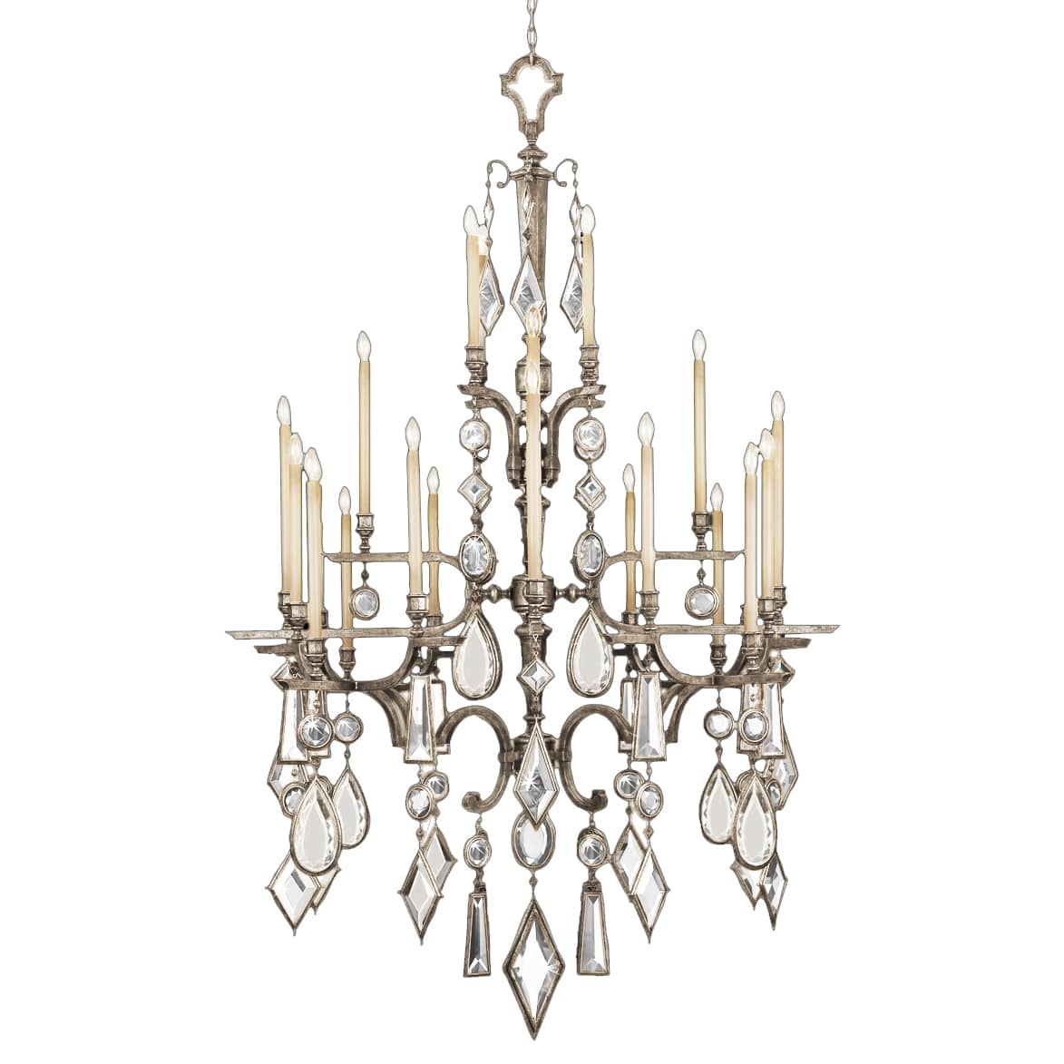 Encased Gems Twenty-Four-Light Three-Tier Chandelier with Clear Crystal Accents