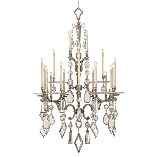 Encased Gems Twenty-Four-Light Three-Tier Chandelier with Clear Crystal Accents