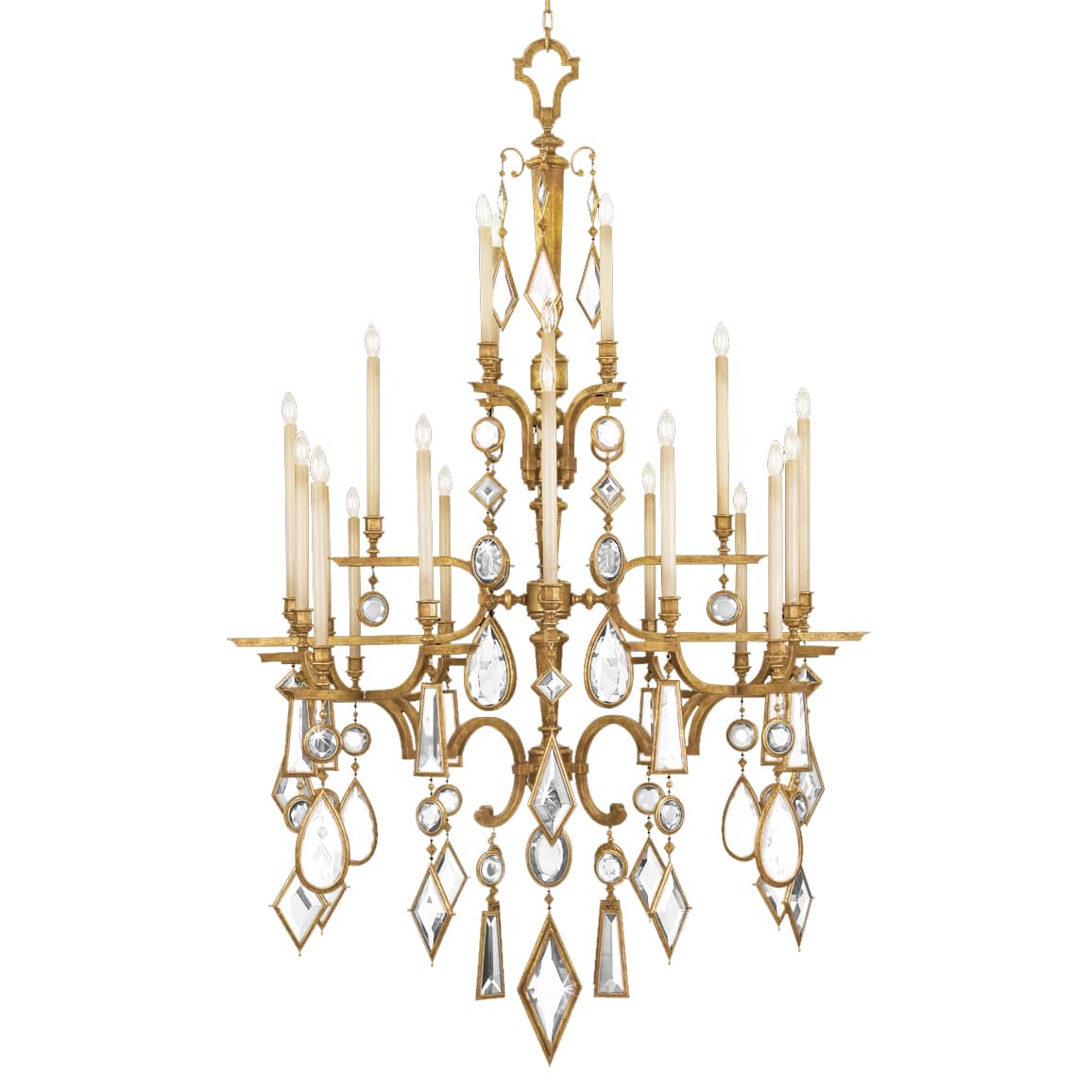 Encased Gems Twenty-Four-Light Three-Tier Chandelier with Clear Crystal Accents