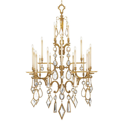 Encased Gems Twenty-Four-Light Three-Tier Chandelier with Clear Crystal Accents