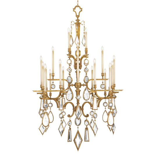 Encased Gems Twenty-Four-Light Three-Tier Chandelier with Clear Crystal Accents