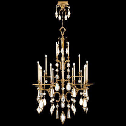 Encased Gems Twenty-Four-Light Three-Tier Chandelier with Clear Crystal Accents