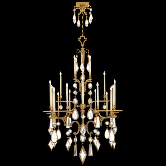 Encased Gems Twenty-Four-Light Three-Tier Chandelier with Clear Crystal Accents