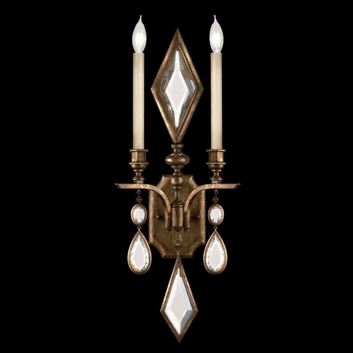 Encased Gems Two-Light Wall Sconce with Clear Crystal Accents
