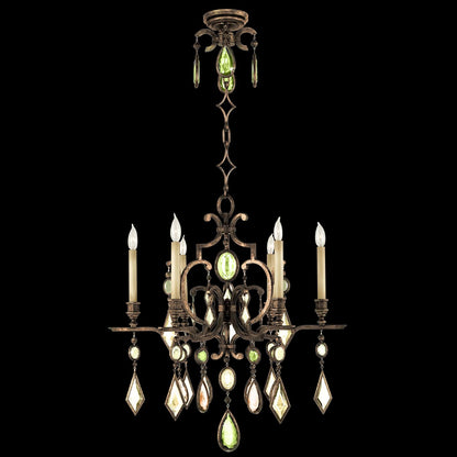 Encased Gems Six-Light Single-Tier Chandelier with Multi-Color Crystal Accents