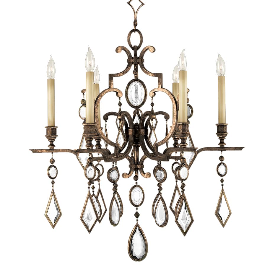 Encased Gems Six-Light Single-Tier Chandelier with Clear Crystal Accents