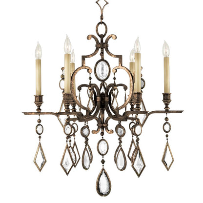 Encased Gems Six-Light Single-Tier Chandelier with Clear Crystal Accents