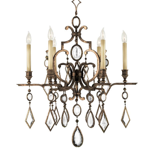 Encased Gems Six-Light Single-Tier Chandelier with Clear Crystal Accents