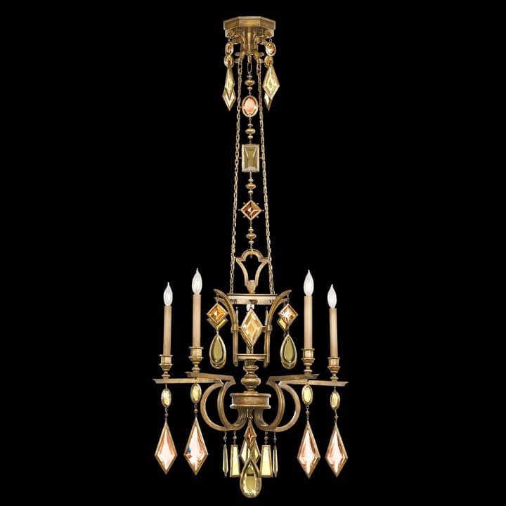 Encased Gems Five-Light Single-Tier Chandelier with Multi-Color Crystal Accents