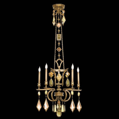 Encased Gems Five-Light Single-Tier Chandelier with Multi-Color Crystal Accents