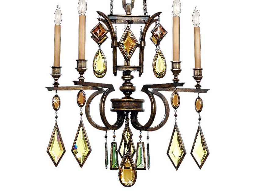 Encased Gems Five-Light Single-Tier Chandelier with Multi-Color Crystal Accents