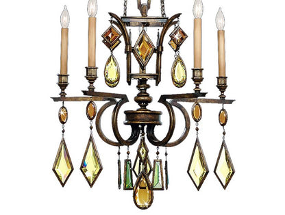 Encased Gems Five-Light Single-Tier Chandelier with Multi-Color Crystal Accents
