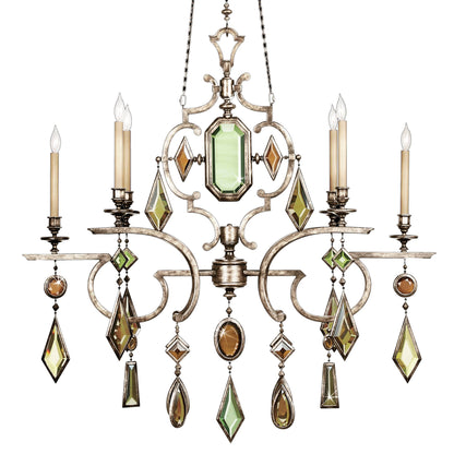 Encased Gems Six-Light Single-Tier Chandelier with Multi-Color Crystal Accents