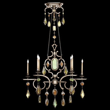 Encased Gems Six-Light Single-Tier Chandelier with Multi-Color Crystal Accents