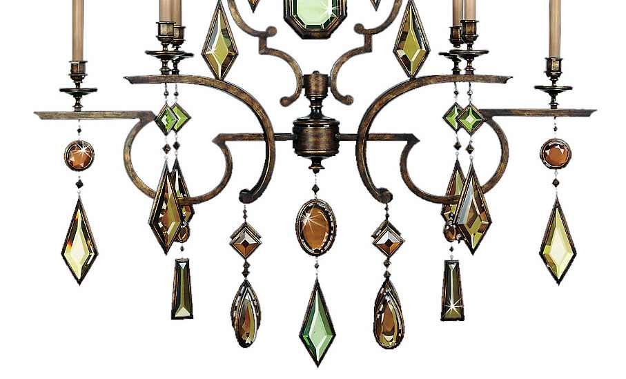 Encased Gems Six-Light Single-Tier Chandelier with Multi-Color Crystal Accents