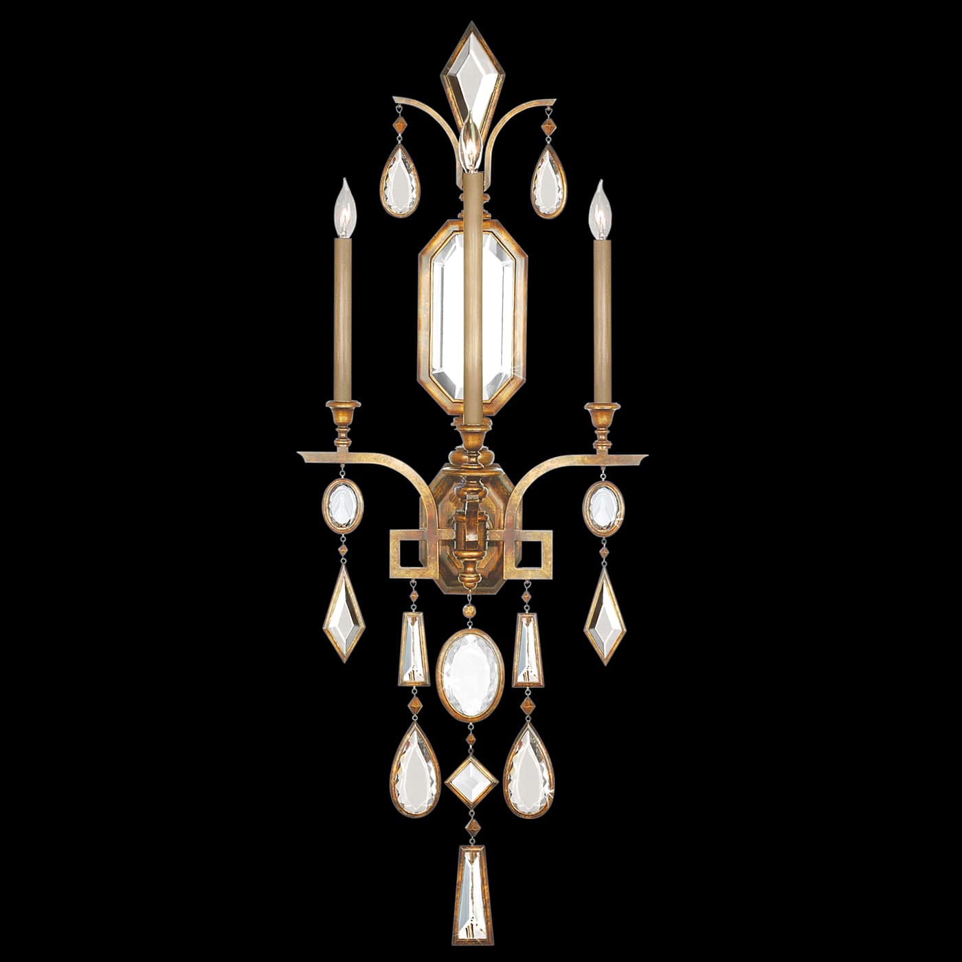 Encased Gems Three-Light Wall Sconce with Clear Crystal Accents