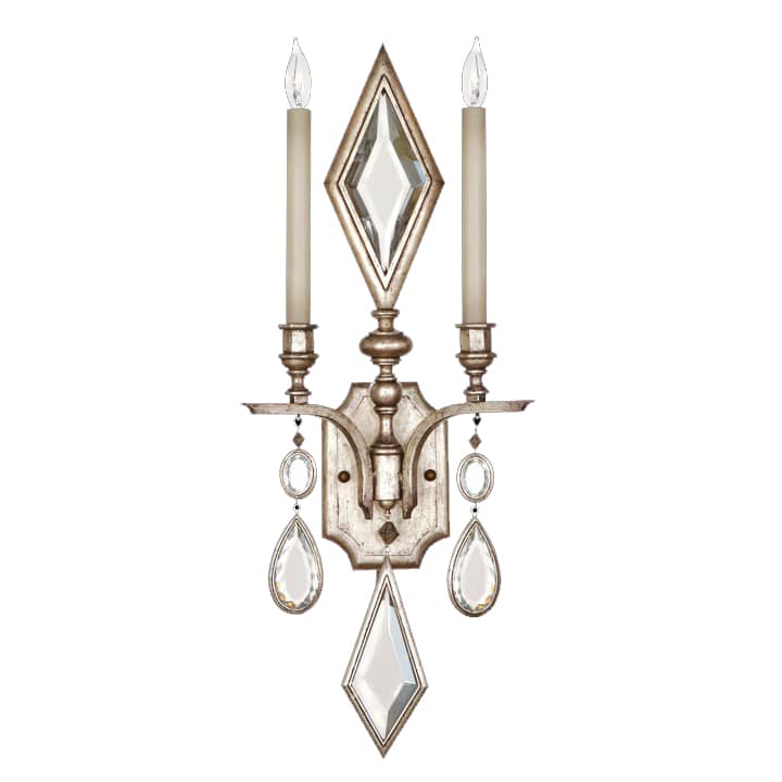 Encased Gems Two-Light Wall Sconce with Clear Crystal Accents