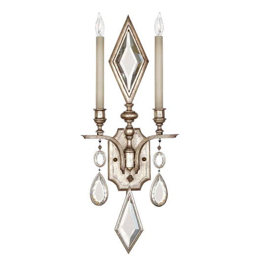 Encased Gems Two-Light Wall Sconce with Clear Crystal Accents