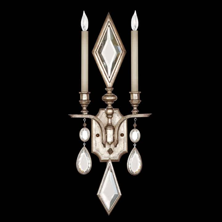 Encased Gems Two-Light Wall Sconce with Clear Crystal Accents