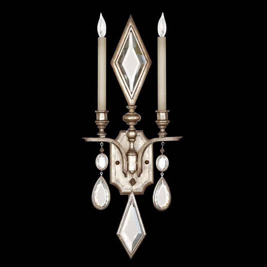 Encased Gems Two-Light Wall Sconce with Clear Crystal Accents