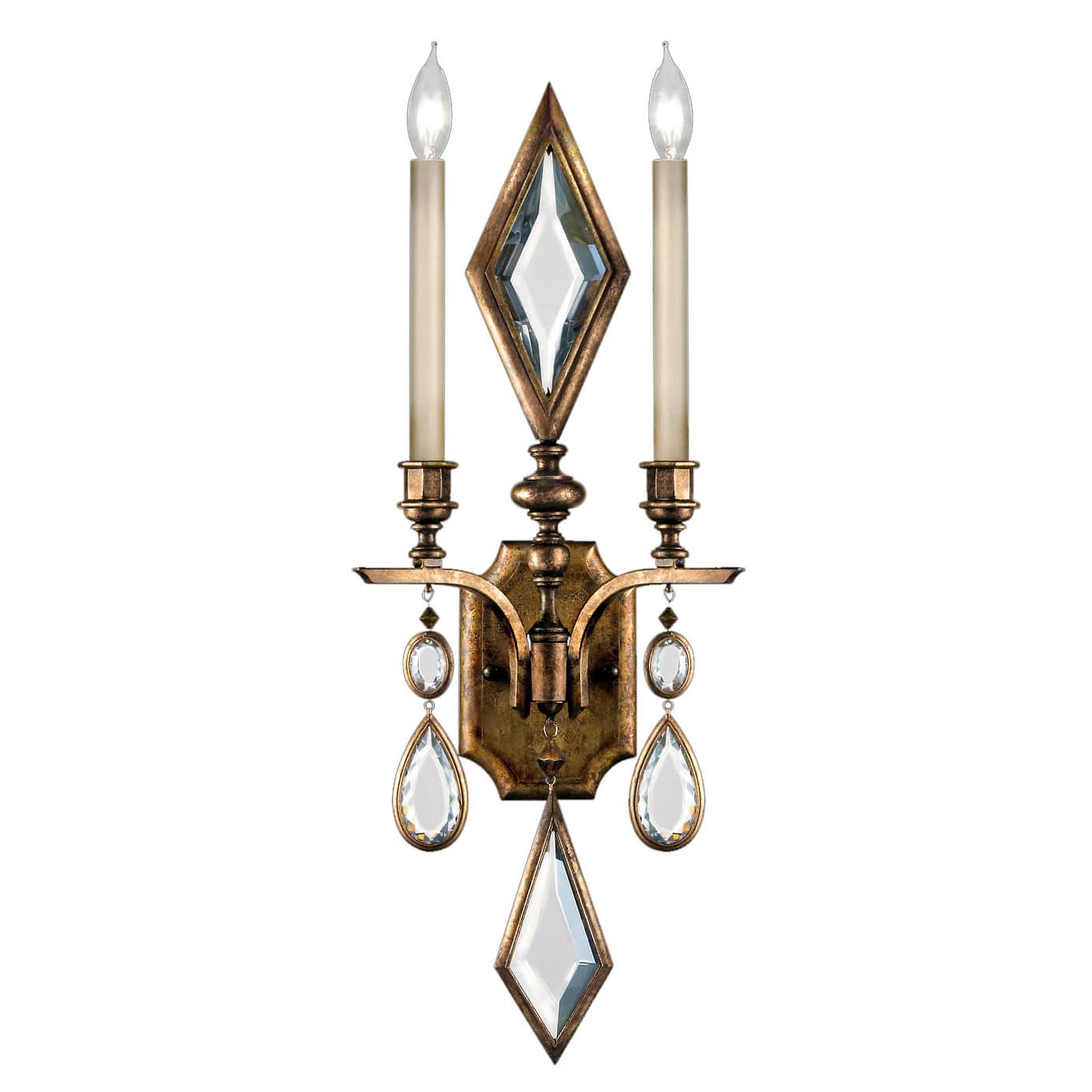 Encased Gems Two-Light Wall Sconce with Clear Crystal Accents