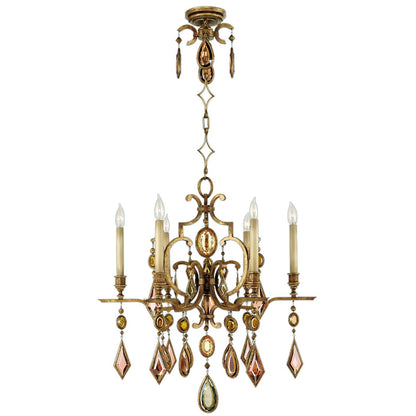 Encased Gems Six-Light Single-Tier Chandelier with Multi-Color Crystal Accents