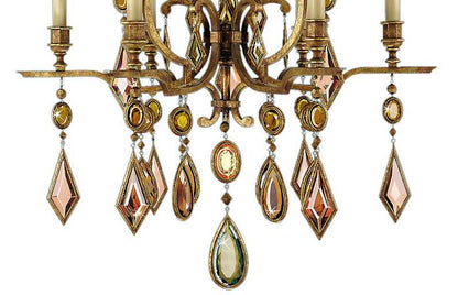 Encased Gems Six-Light Single-Tier Chandelier with Multi-Color Crystal Accents