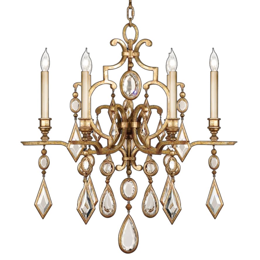 Encased Gems Six-Light Single-Tier Chandelier with Clear Crystal Accents