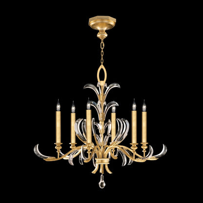 Fine Art Handcrafted Lighting Beveled Arcs 6 Light 37" Wide Crystal Chandelier