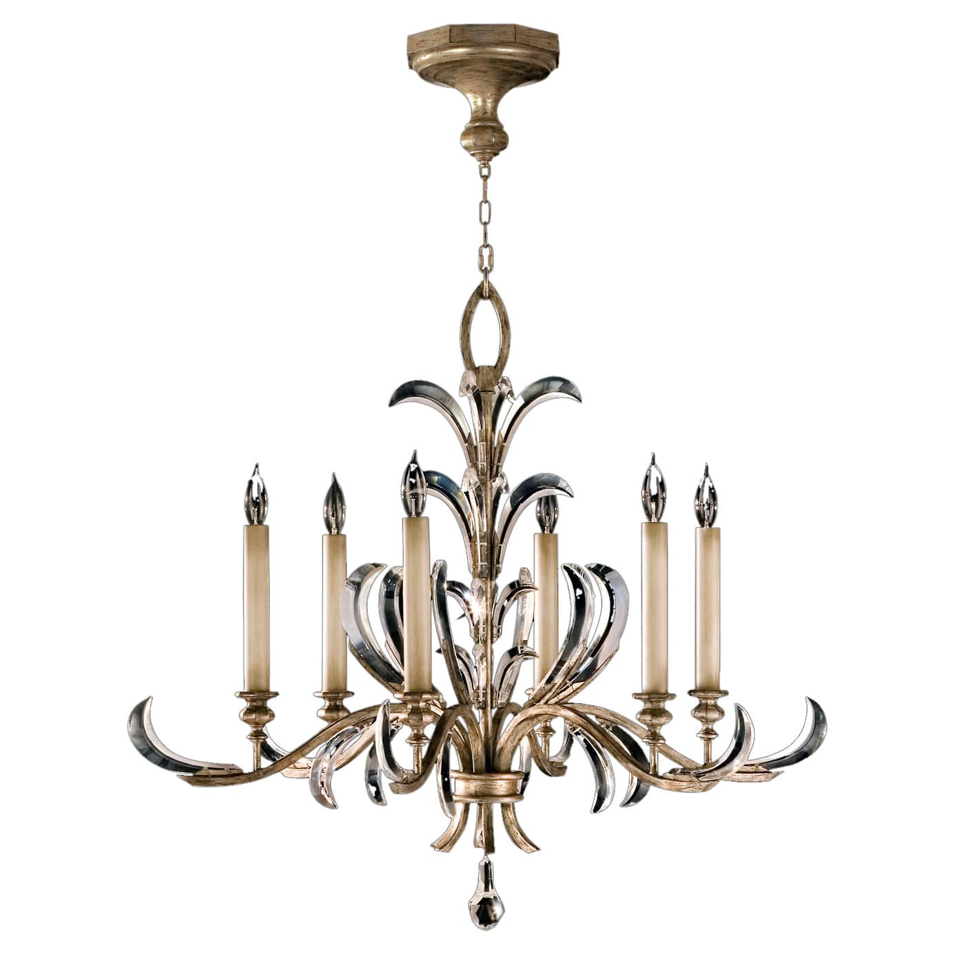 Beveled Arcs Six-Light Single-Tier Beveled Crystal Chandelier