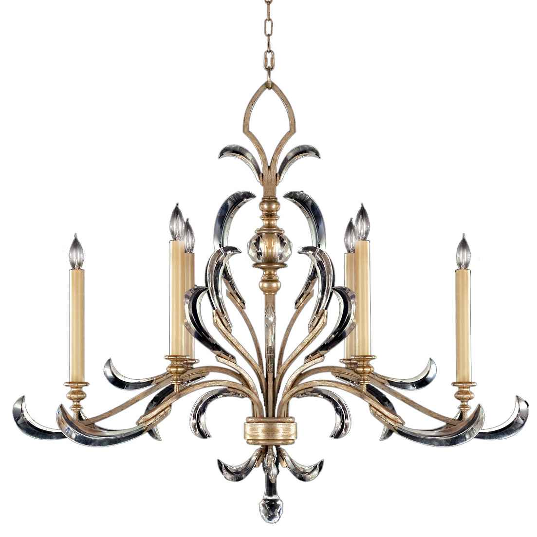 Beveled Arcs Six-Light Single-Tier Beveled Crystal Chandelier