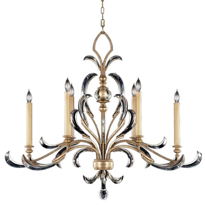 Fine Art Handcrafted Lighting Beveled Arcs Six-Light Single-Tier Beveled Crystal Chandelier