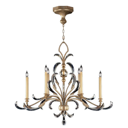 Beveled Arcs Six-Light Single-Tier Beveled Crystal Chandelier