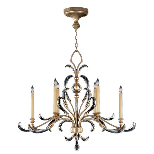 Beveled Arcs Six-Light Single-Tier Beveled Crystal Chandelier